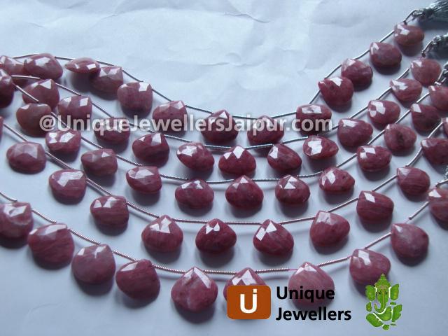 Rhodonite Faceted Heart Beads